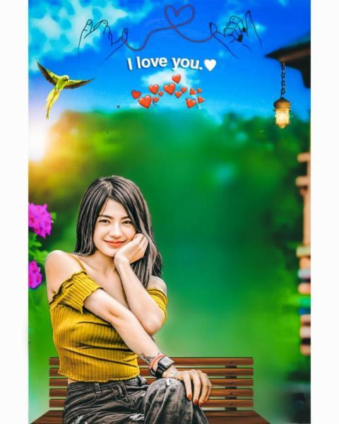 I Love You Photo Editing CB Background Download Girl